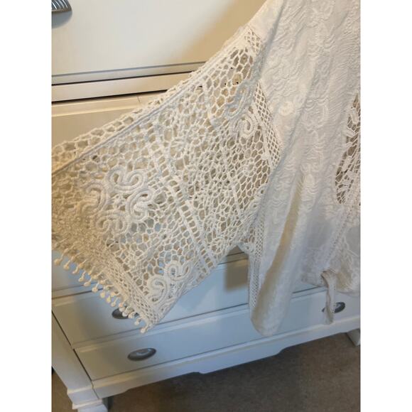 Spiaggia Dolce Ivory Lace Top Women's Size Small Vintage Y2K Style Flowy Blouse - Picture 4 of 5